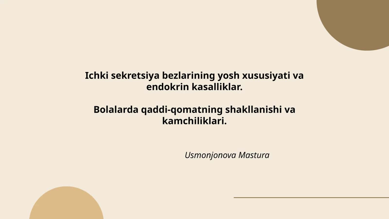 Ichki sekretsiya bezlarining yosh xususiyati va endokrin kasalliklar