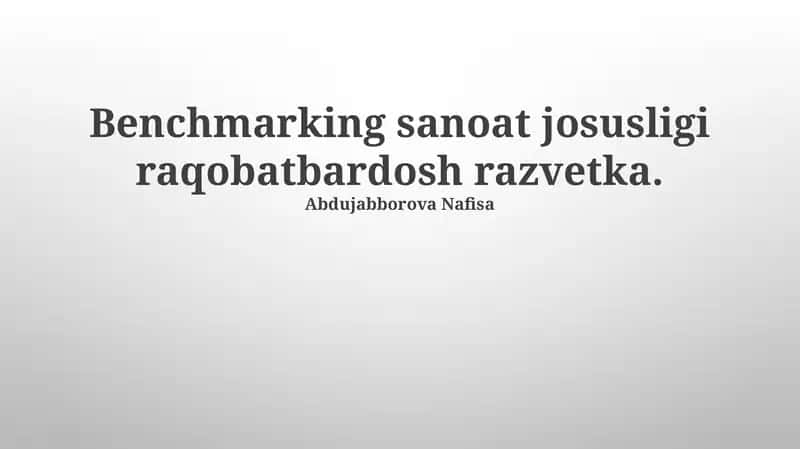 Sanoat josusligi va raqobatbardosh razvedkasi