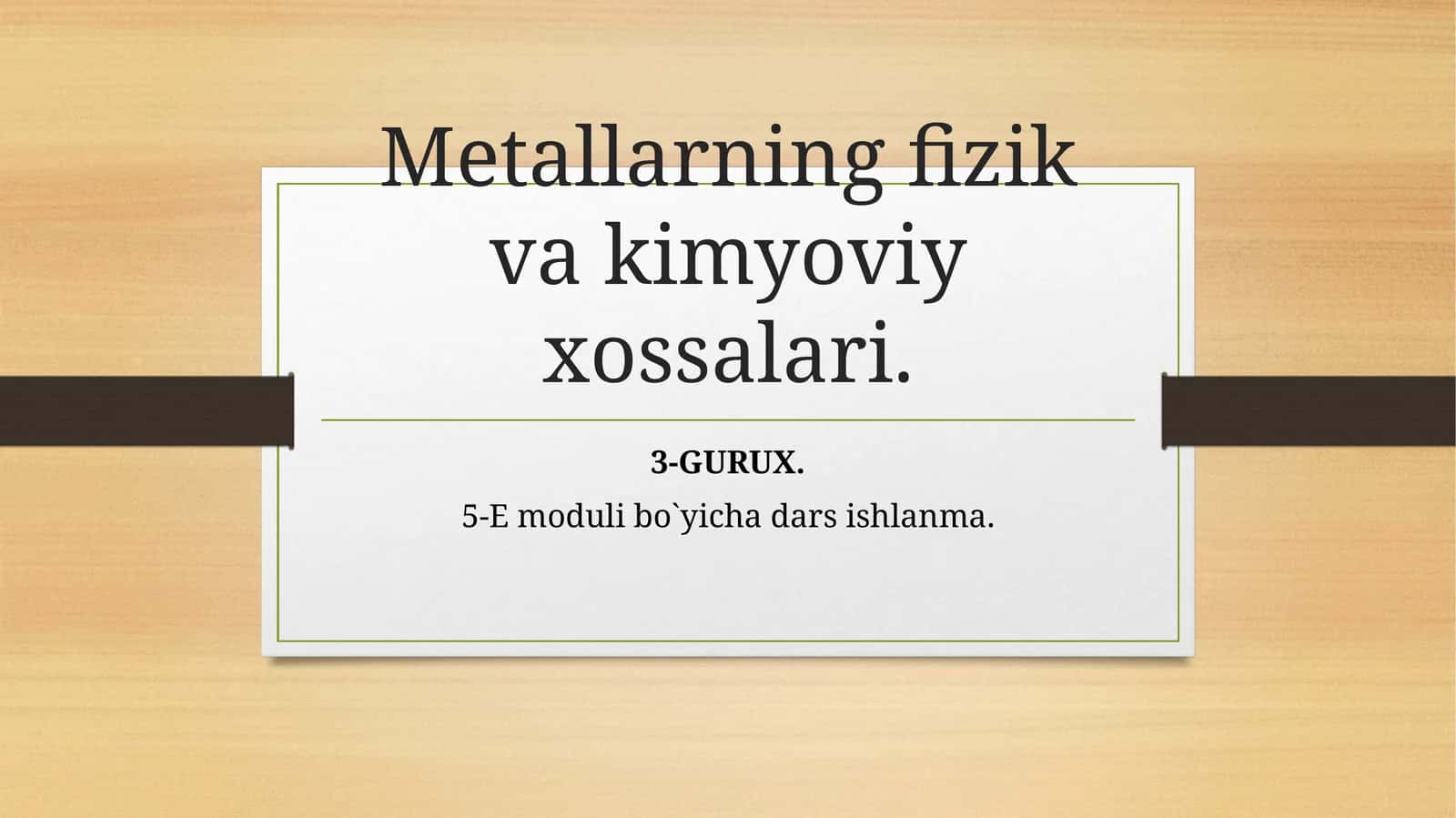 Metallarning fizika va kimyoviy xossalari