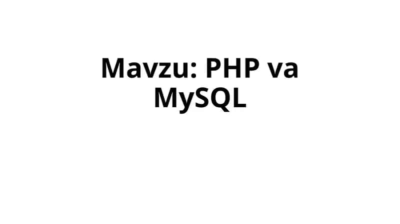 PHP va MySQL