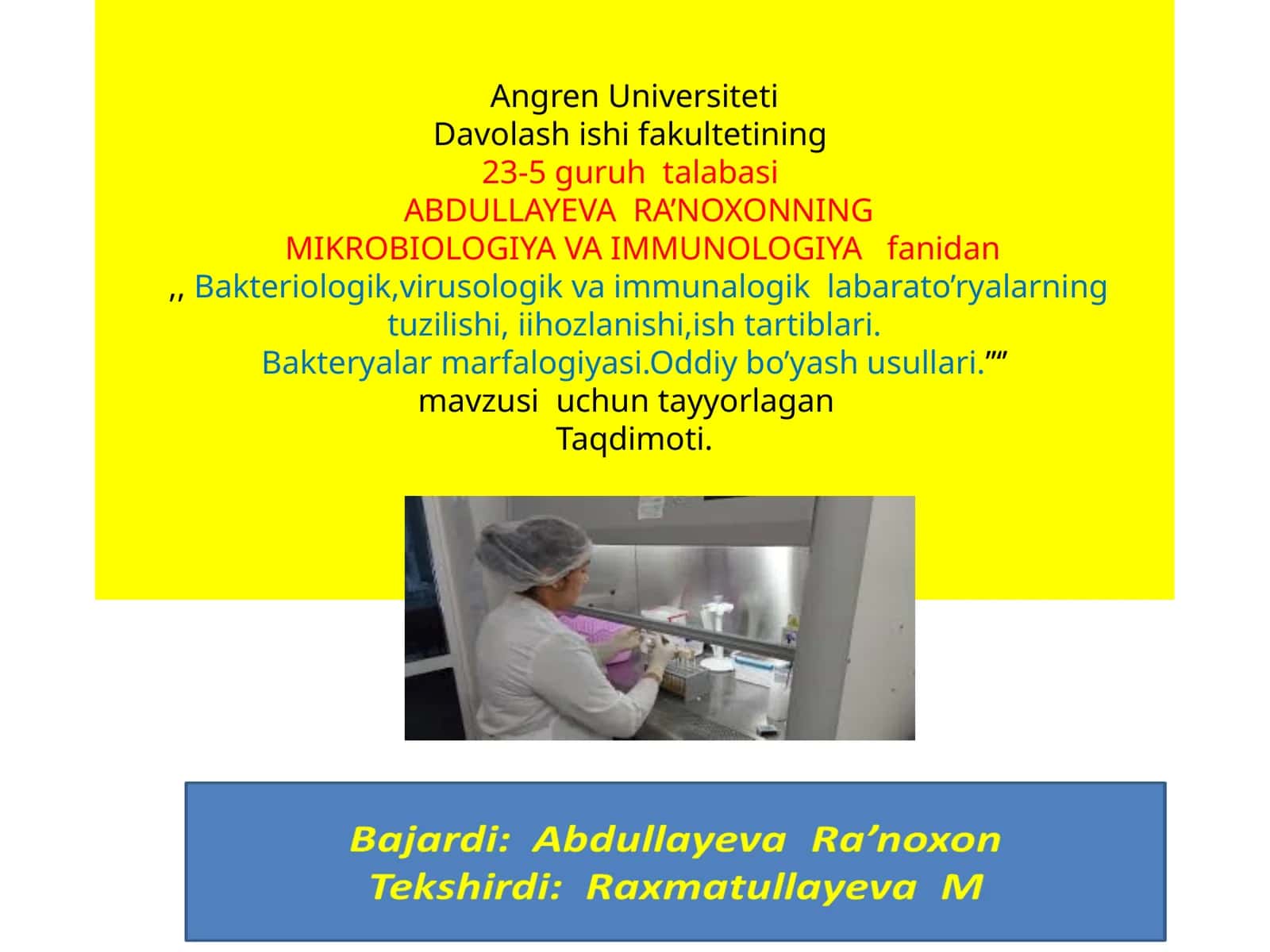 Bakteriologik Laboratoriya Tuzilishi