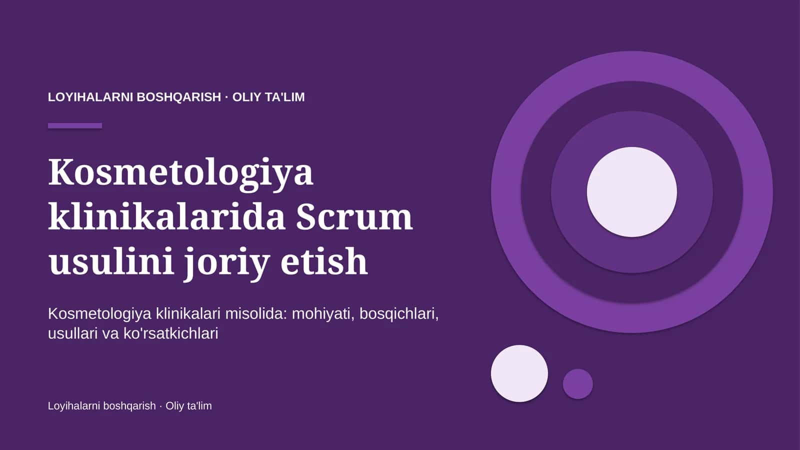Kosmetologiya klinikalarida Scrum usulini joriy etish