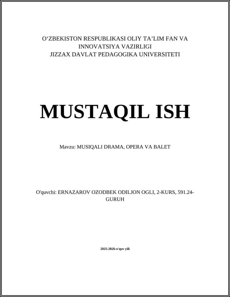 Musiqali drama, opera va balet