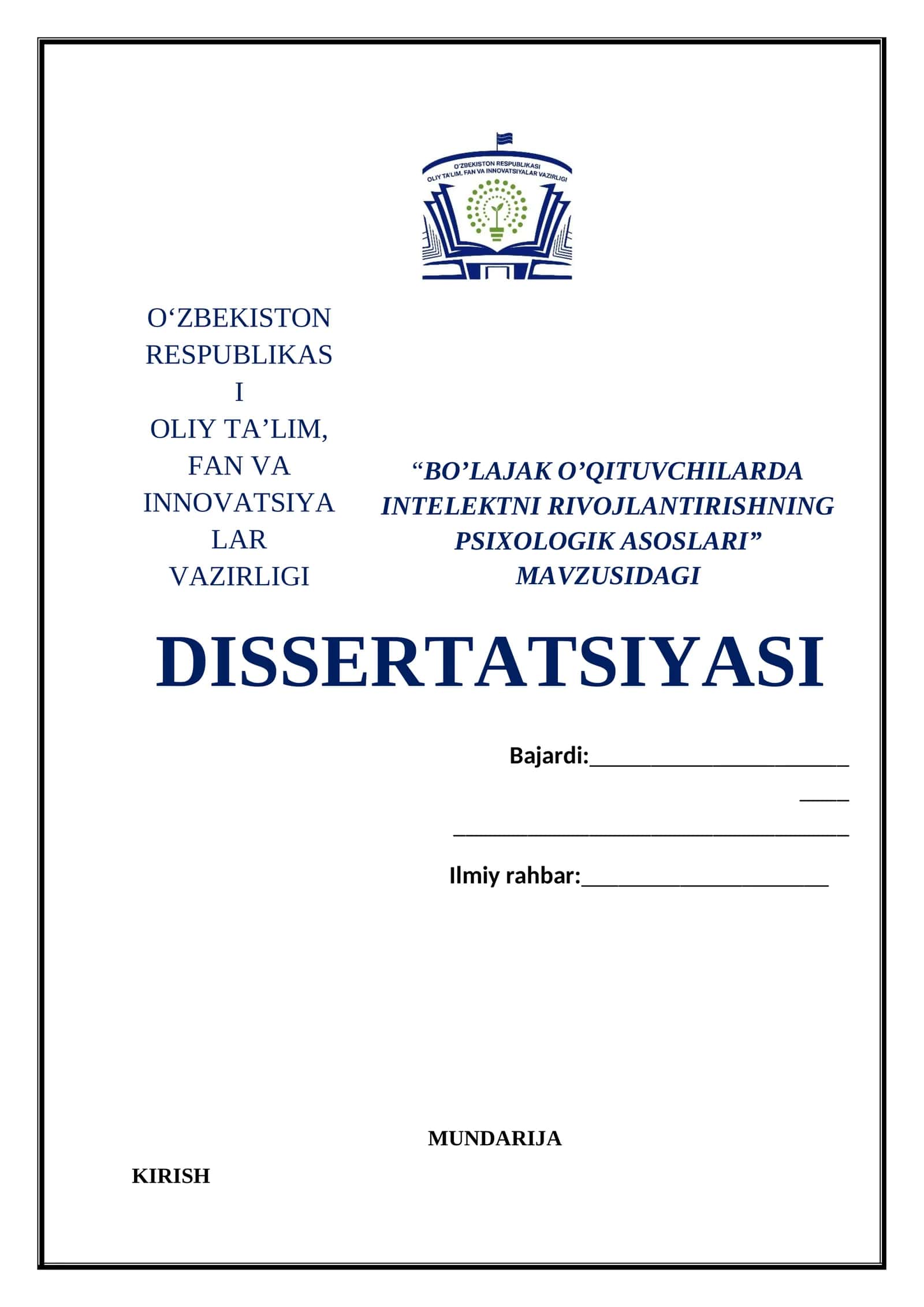 BO’LAJAK O’QITUVCHILARDA INTELEKTNI RIVOJLANTIRISHNING PSIXOLOGIK ASOSLARI