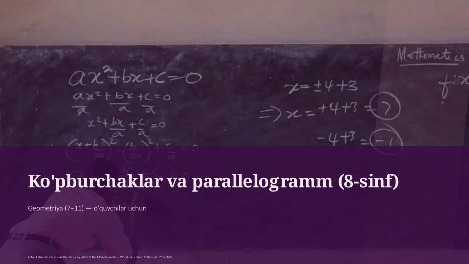 Ko'pburchaklar va parallelogramm (8-sinf)