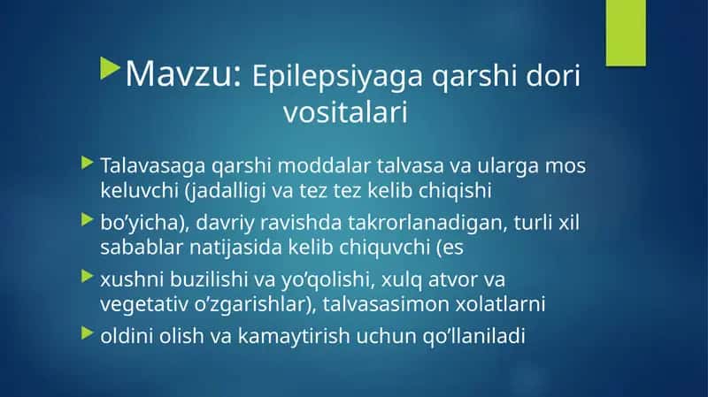 Epilepsiyaga qarshi dorivorlar
