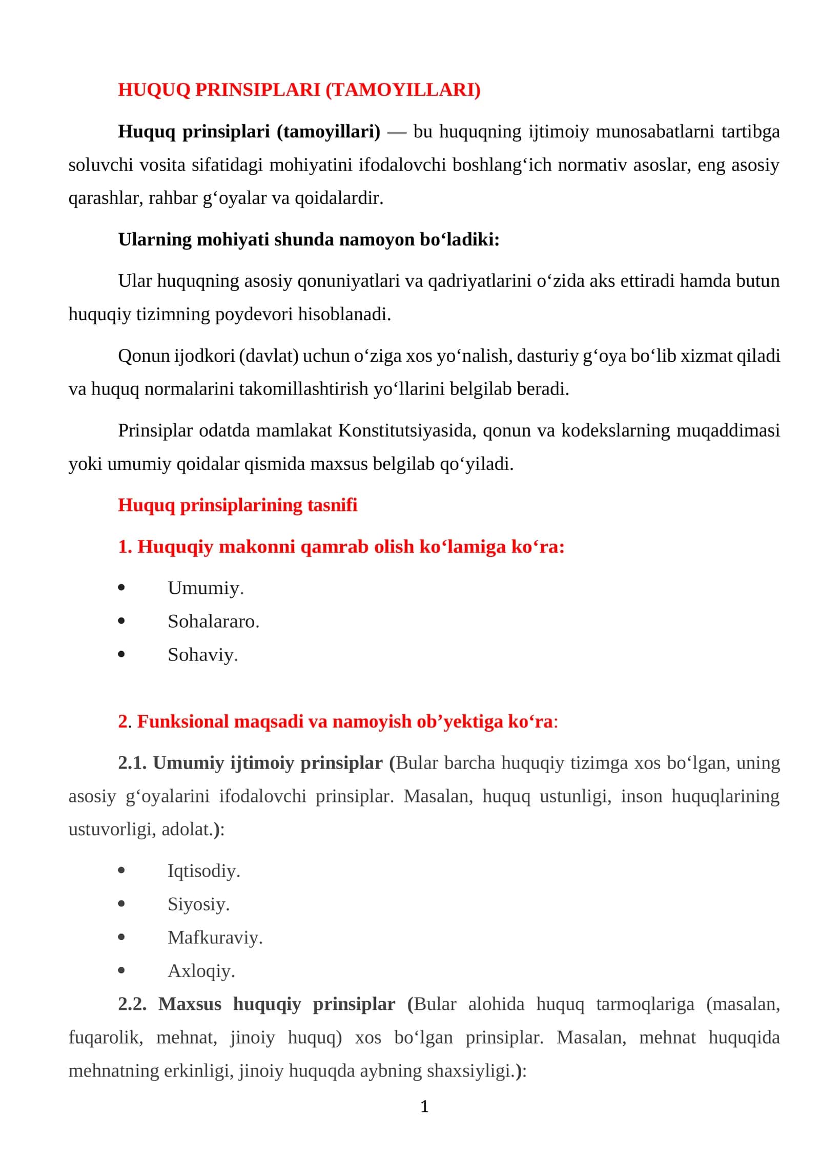 HUQUQ PRINSIPLARI (TAMOYILLARI)