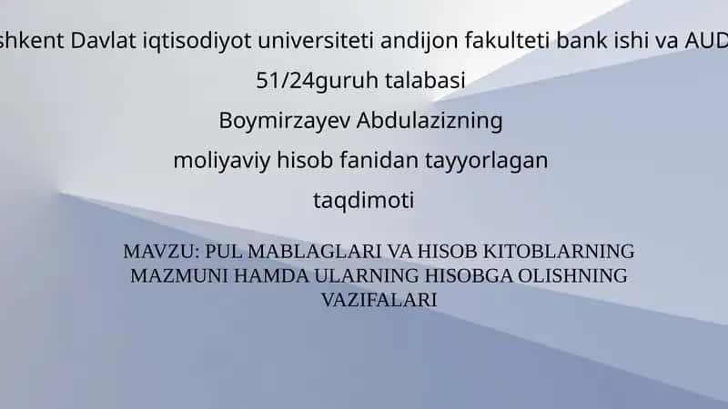 Buxgalteriya hisobi va hisob-kitoblar