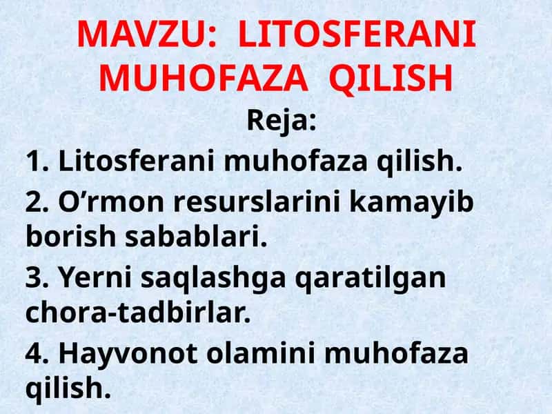 Litosfera ni muhofaza qilish