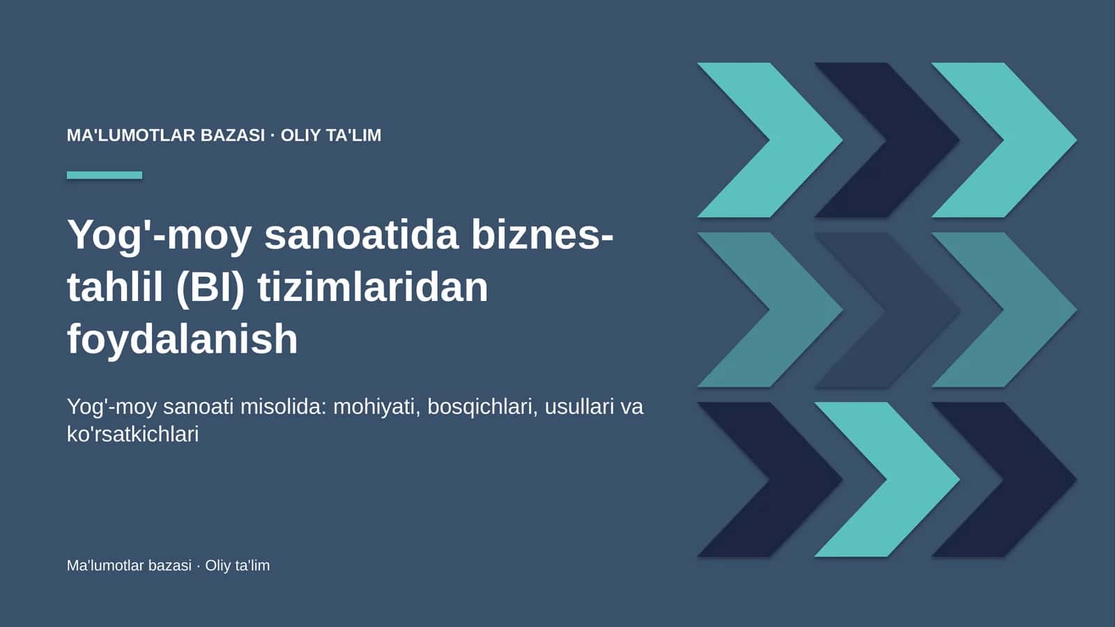 Yog'-moy sanoatida biznes-tahlil (BI) tizimlaridan foydalanish