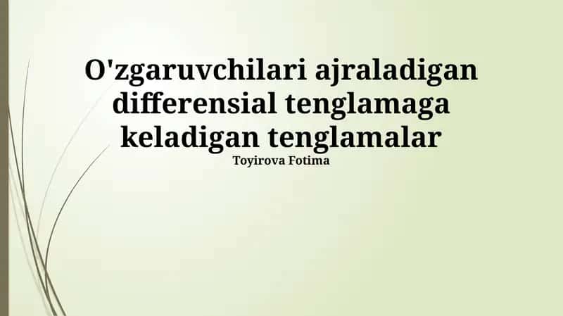 Birinchi tartibli differensial tenglamalar