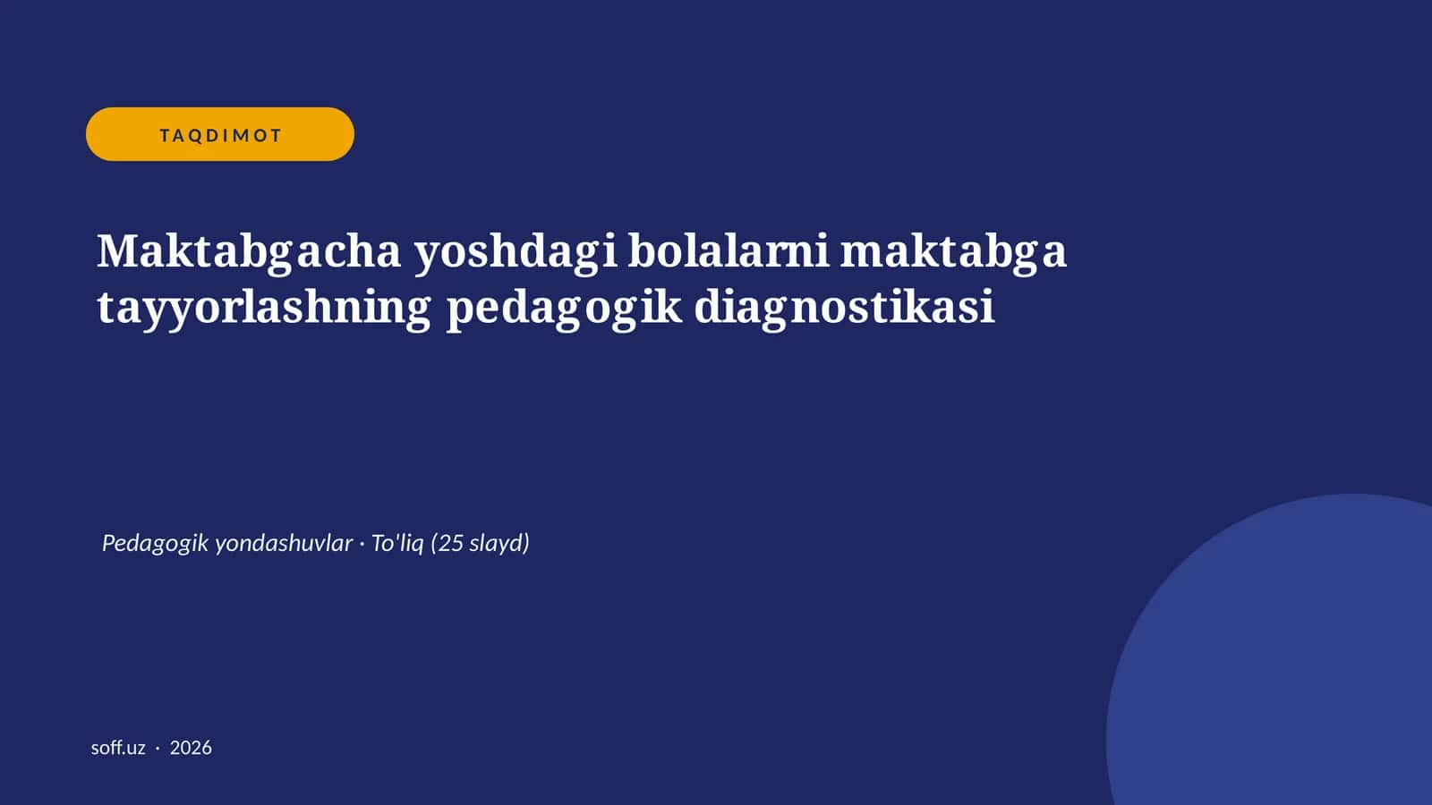 Maktabgacha yoshdagi bolalarni maktabga tayyorlashning pedagogik diagnostikasi