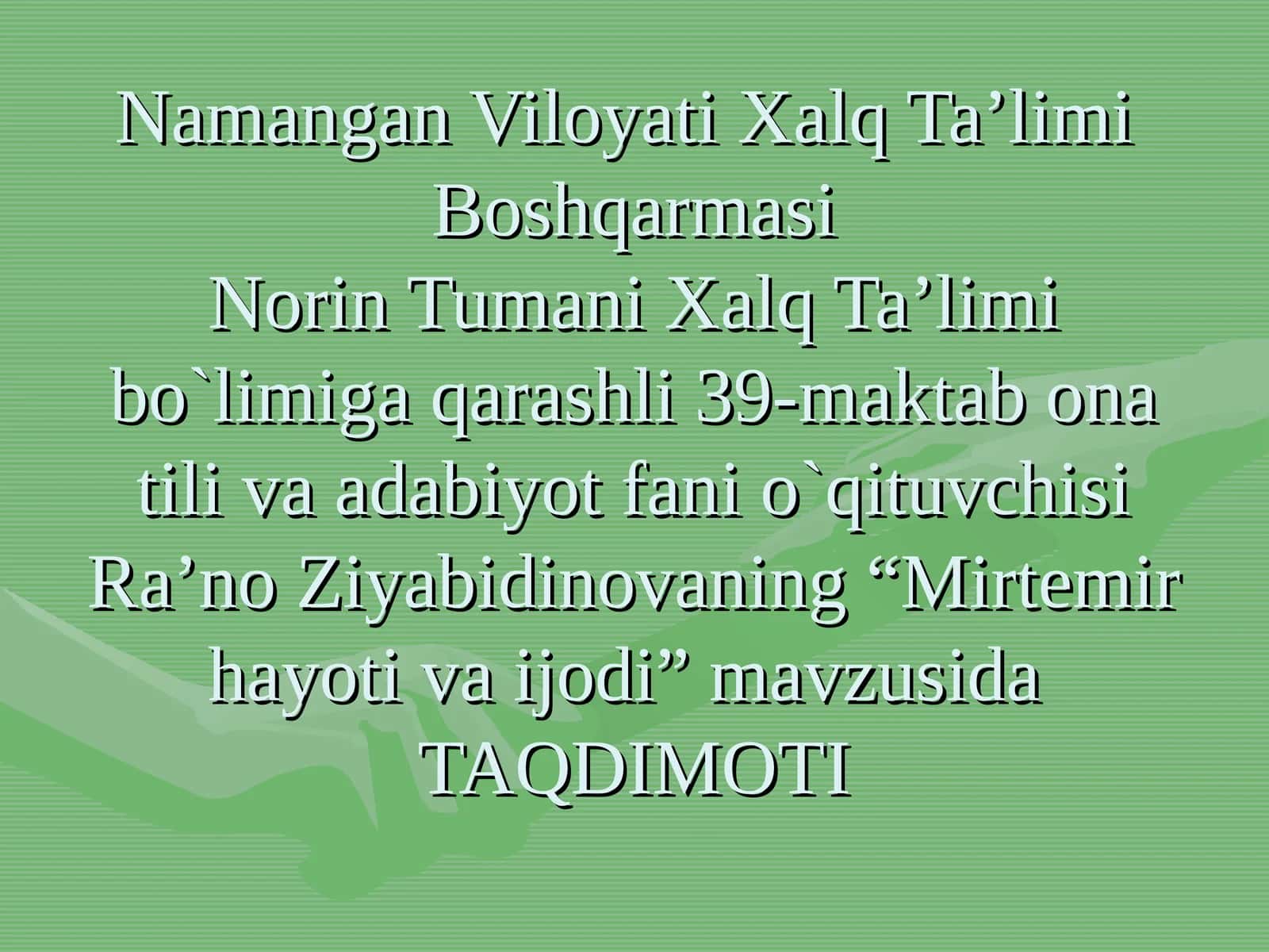 Mirtemir hayoti va ijodi