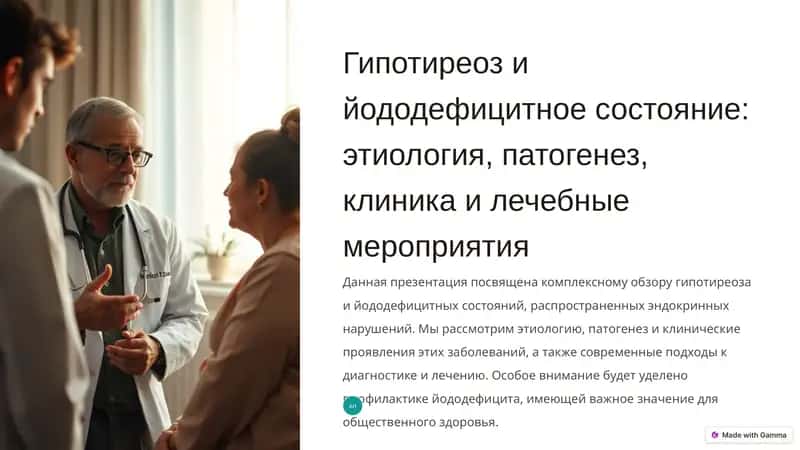 Гипотиреоз и йододефицитное состояние: этиология, патогенез, клиника и лечебные мероприятия
