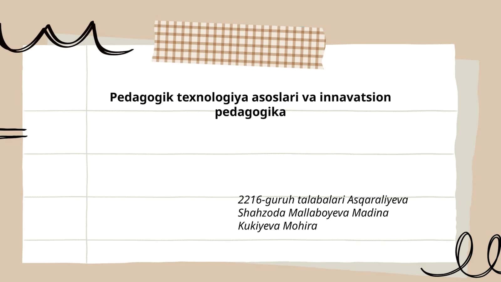 Pedagogik texnologiya asoslari va innavatsion pedagogika