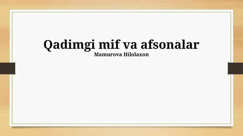 Qadimgi mif va afsonalar