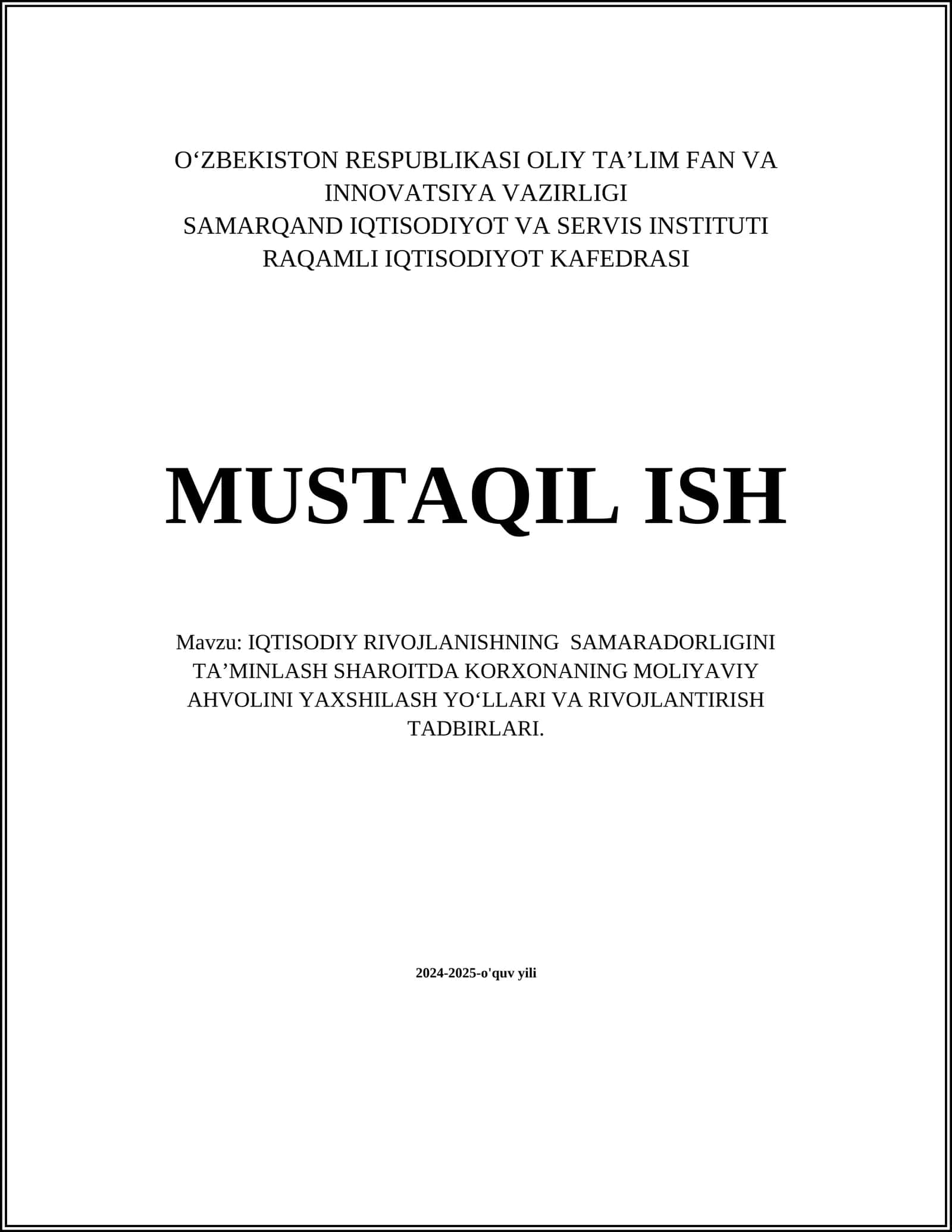 Korxonaning moliyaviy tahlil usullari