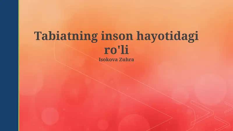 Tabiatning inson hayotidagi ro'li