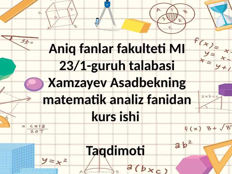 Differensial hisobning asosiy teoremalari va tatbiqlari