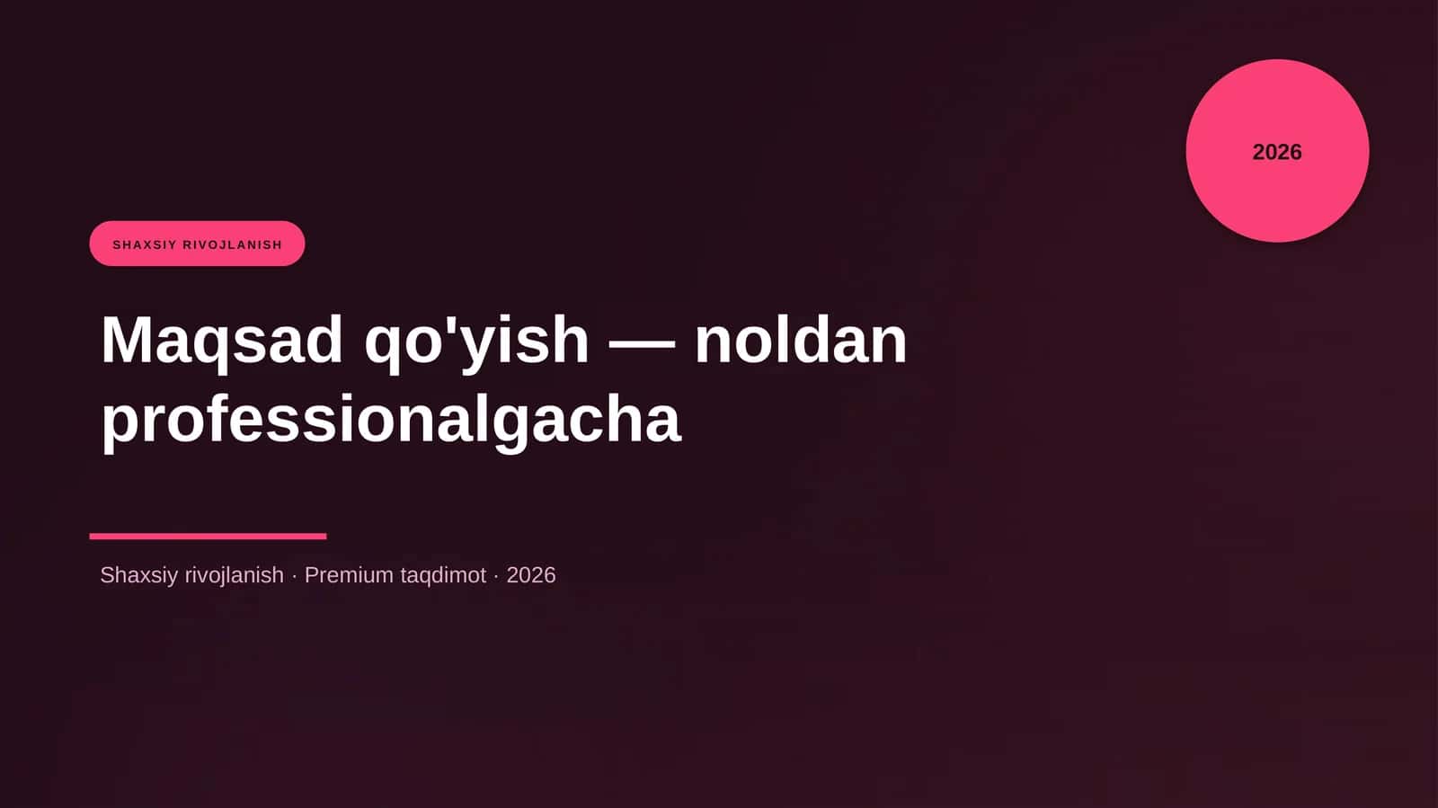 Maqsad qo'yish — noldan professionalgacha