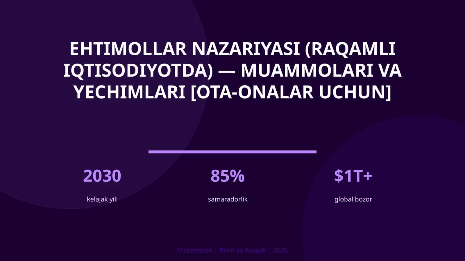Ehtimollar nazariyasi (raqamli iqtisodiyotda) — muammolari va yechimlari [ota-onalar uchun]