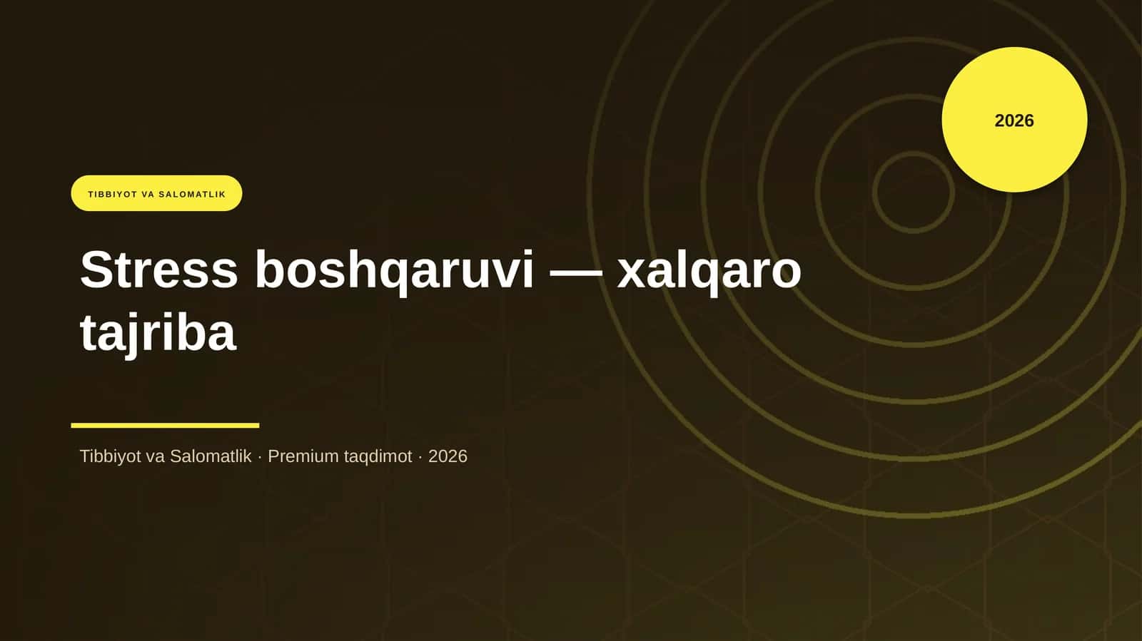 Stress boshqaruvi — xalqaro tajriba