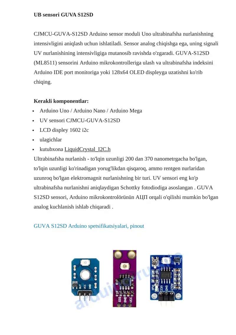 UB sensori GUVA S12SD