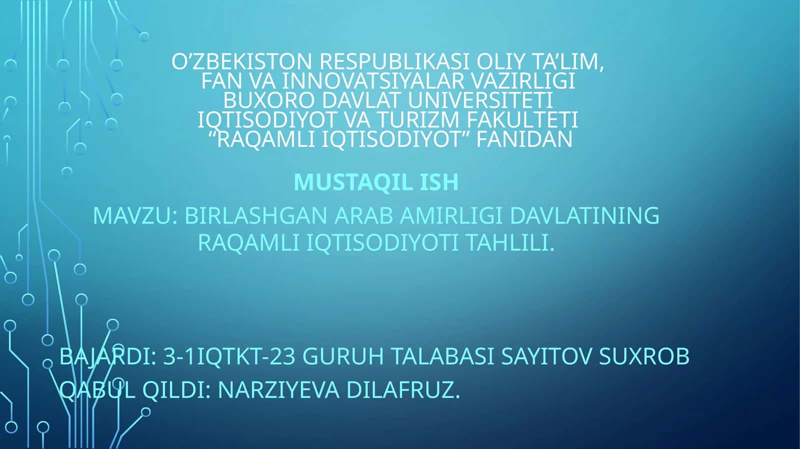 Raqamli iqtisodiyot tahlili