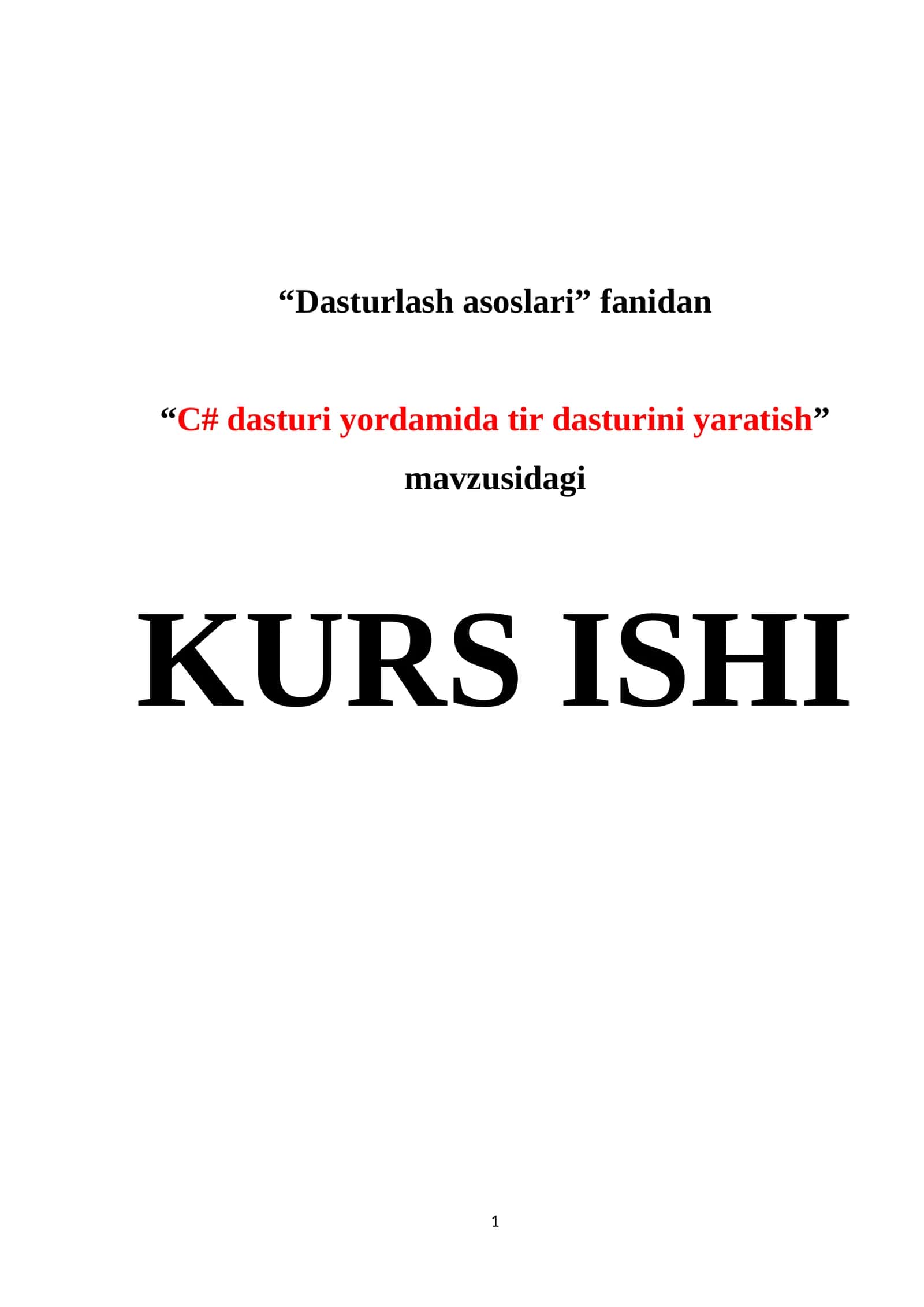 C# dasturi yordamida tir dasturini yaratish