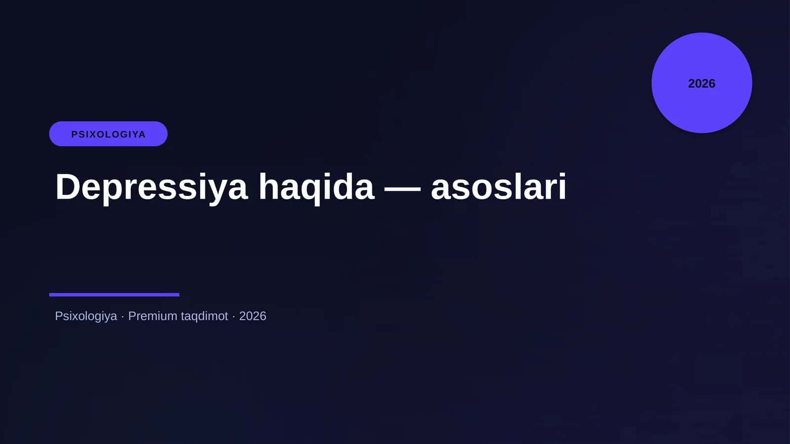 Depressiya haqida — asoslari