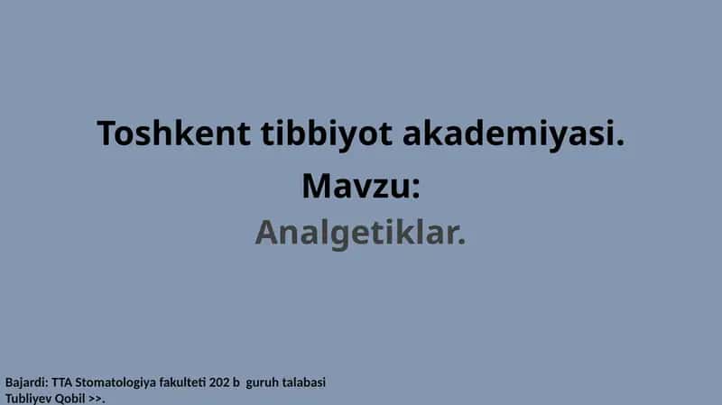Analgetiklar