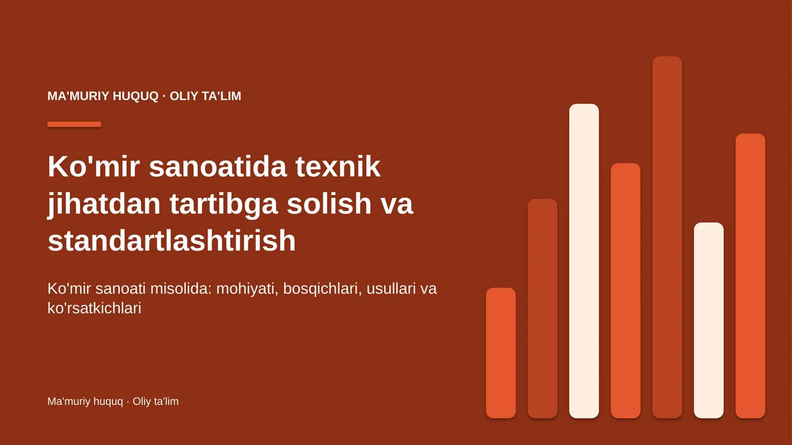 Ko'mir sanoatida texnik jihatdan tartibga solish va standartlashtirish