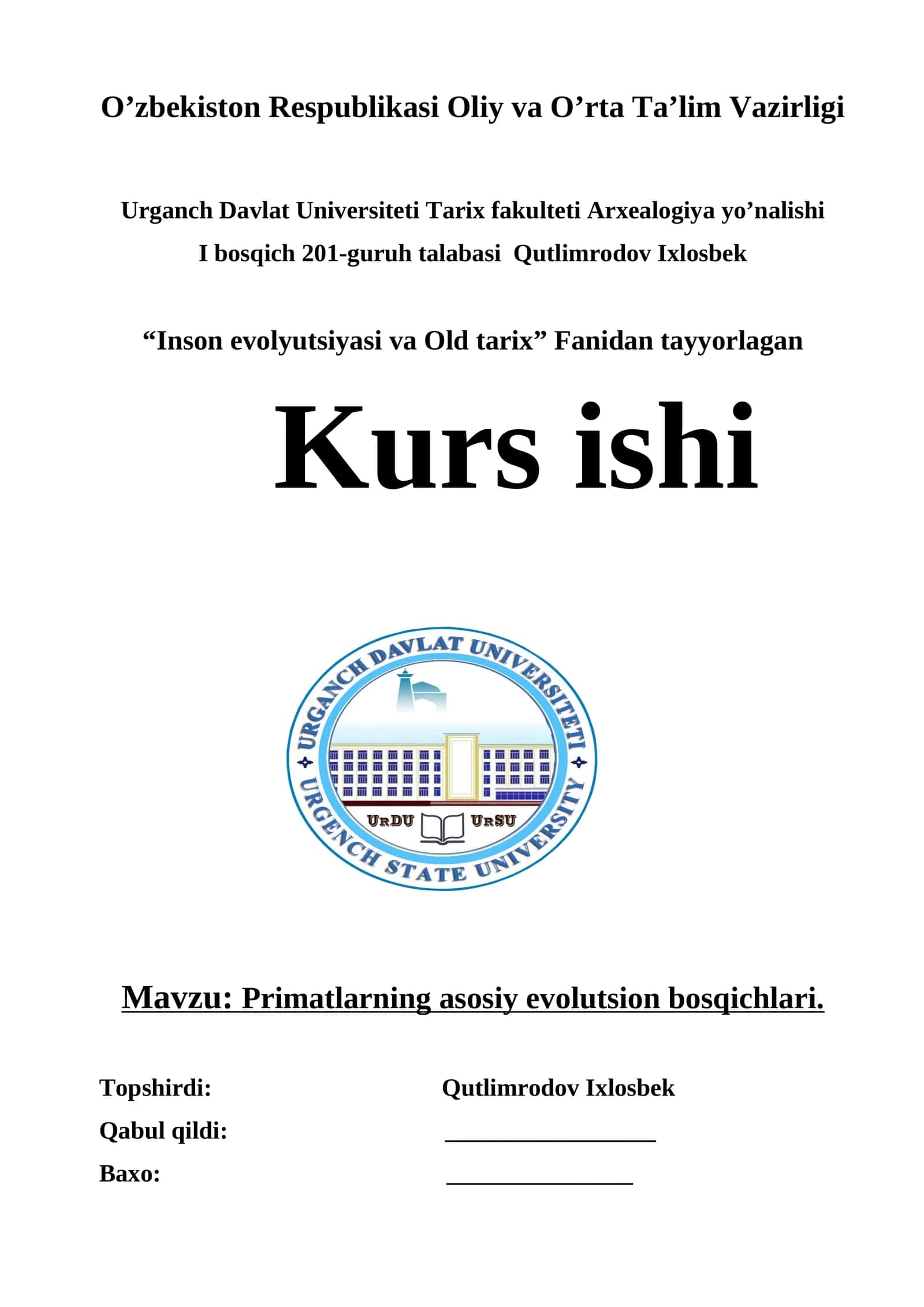 Primatlarning asosiy evolutsion bosqichlari