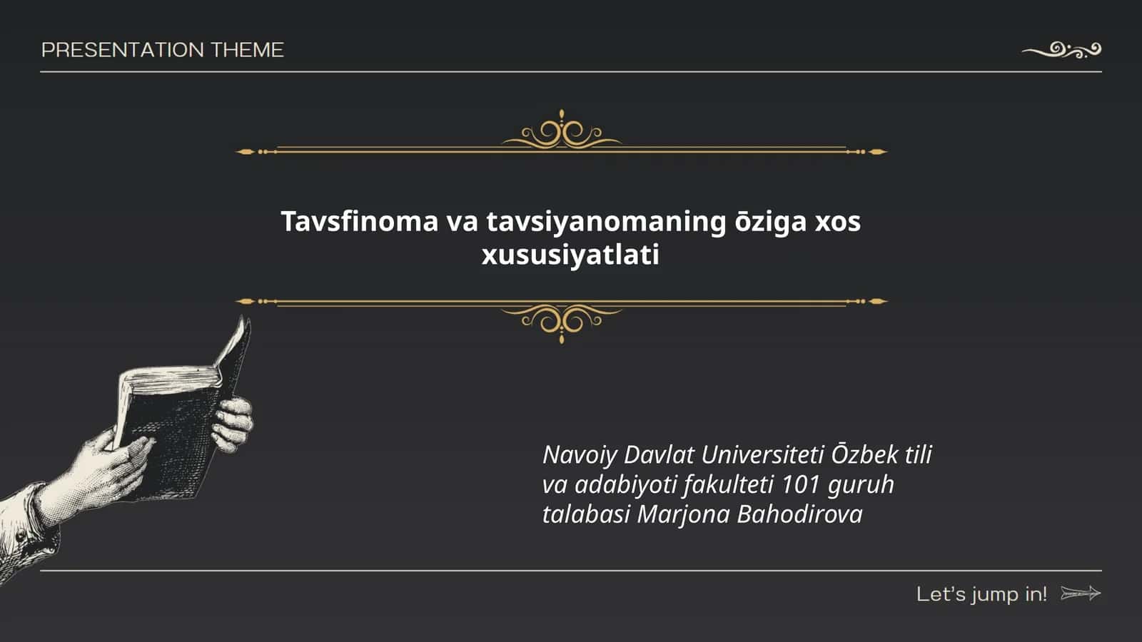 Tavsfinoma va tavsiyanomaning ōziga xos xususiyatlati