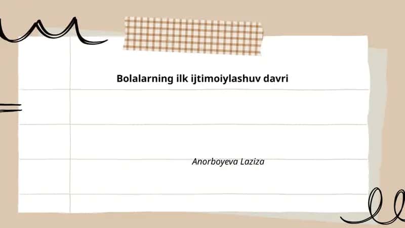 Bolalarning ilk ijtimoiylashuv davri
