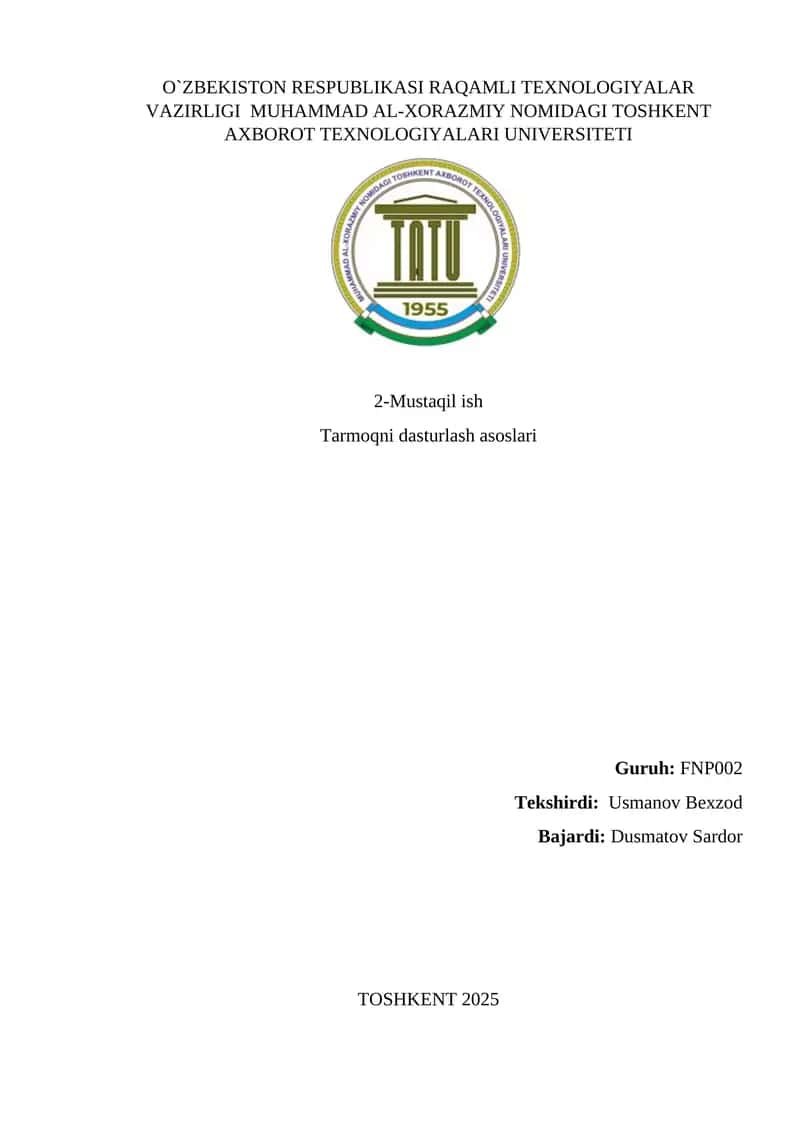 Bir nechta kliyentlarni qabul qiluvchi ko‘p oqimli TCP server yaratish.
