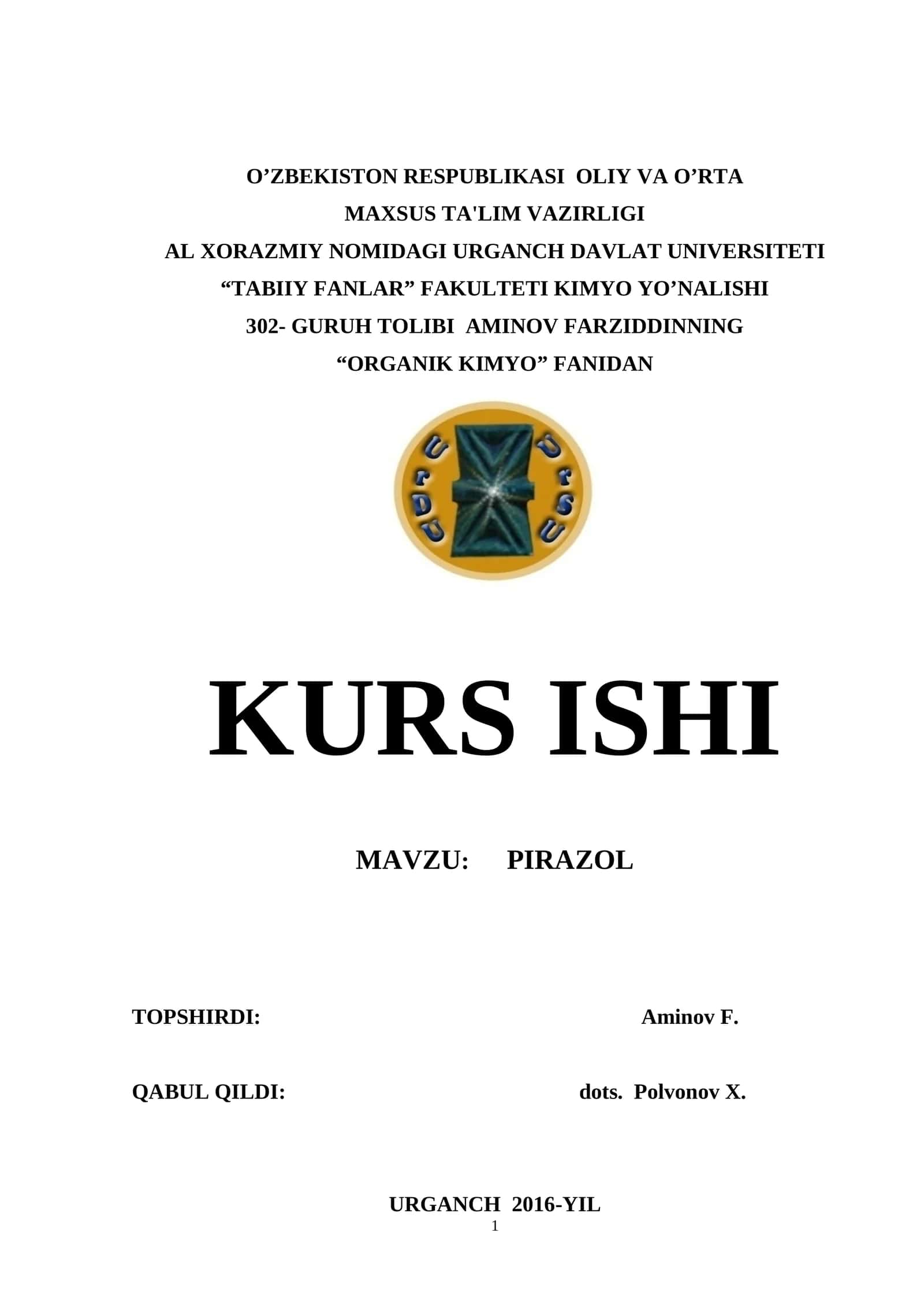 Kurs Ishi: Pirazol