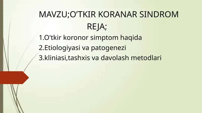 O’TKIR KORANAR SINDROM