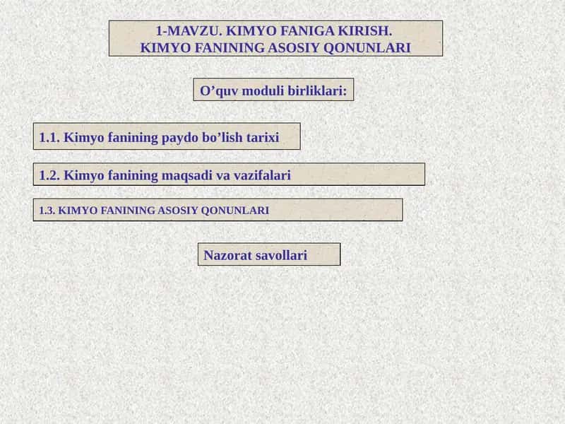 Kimyo fanining maqsadi va vazifalari
