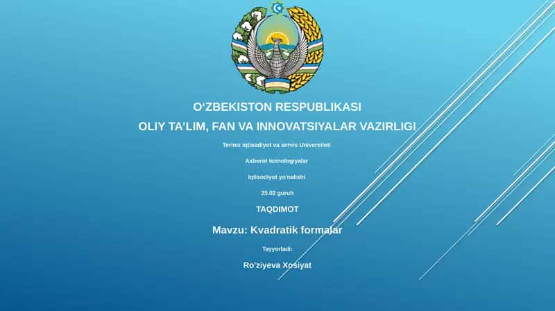 Kvadratik formalarning ta'rifi va asosiy tushunchalari