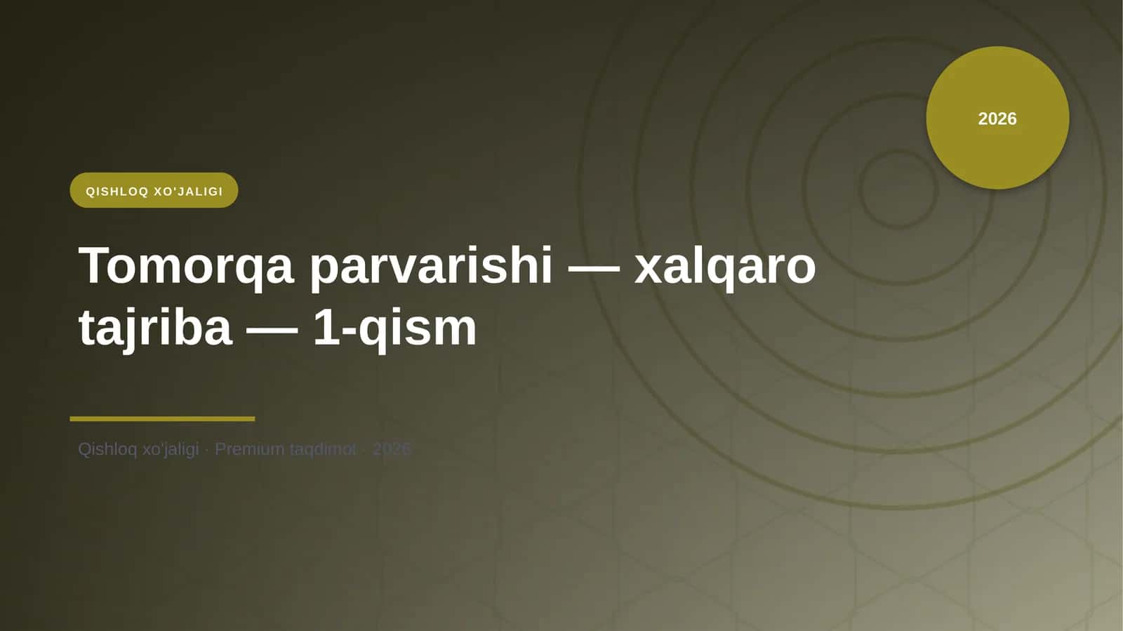 Tomorqa parvarishi - xalqaro tajriba - 1-qism