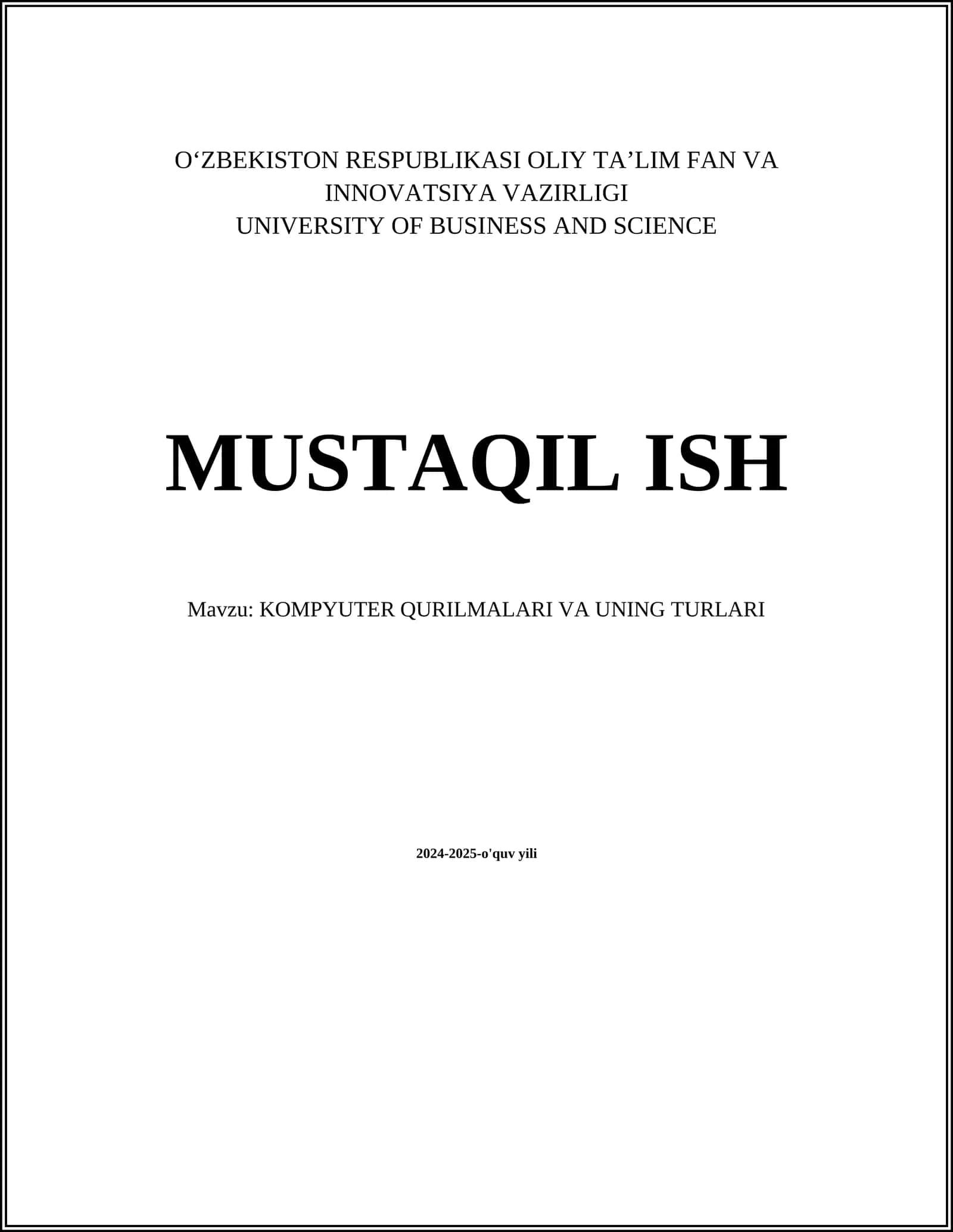 KOMPYUTER QURILMALARI VA UNING TURLARI