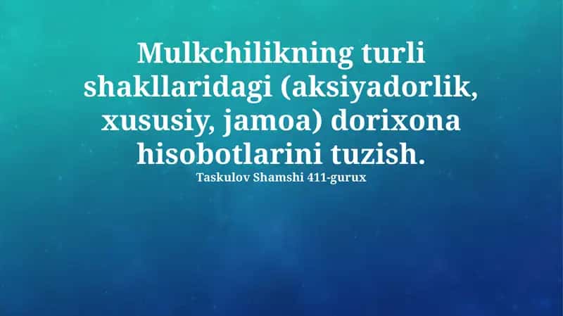 Farmatsevtika hisobotlari