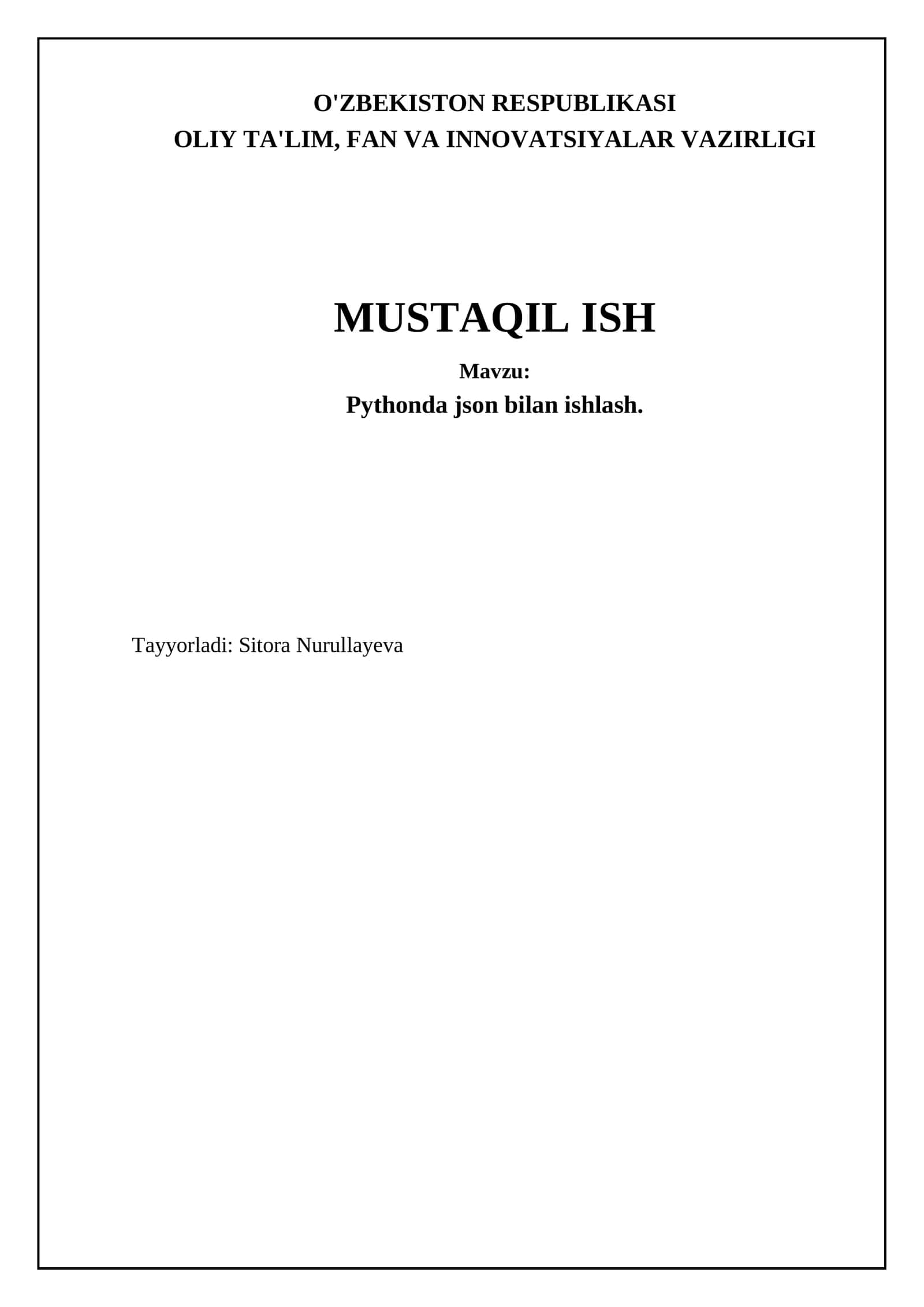 Pythonda json bilan ishlash