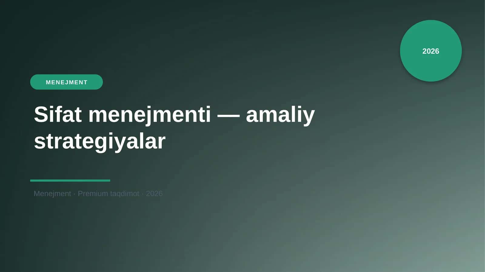 Sifat menejmenti — amaliy strategiyalar
