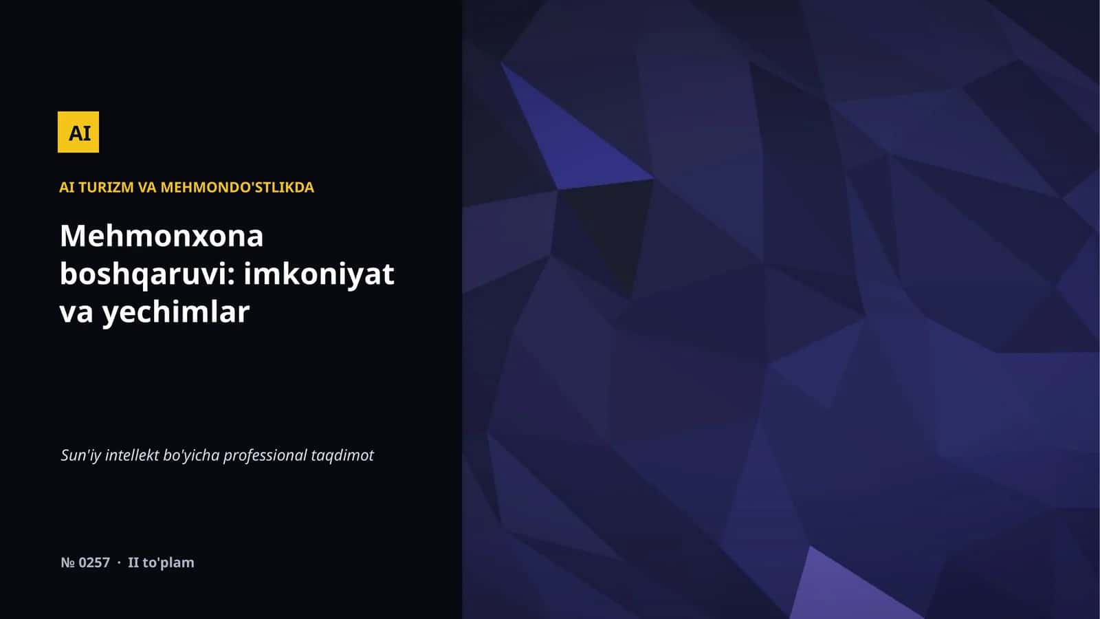AI TURIZM VA MEHMONDO'STLIKDA