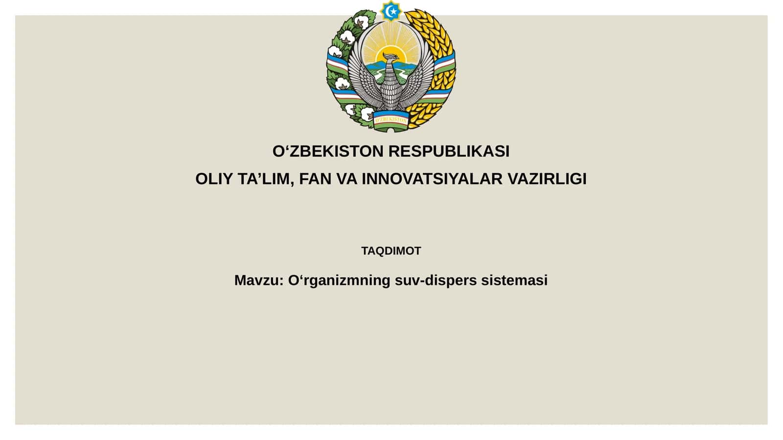 Oʻrganizmningsuv-disperssistemasi
