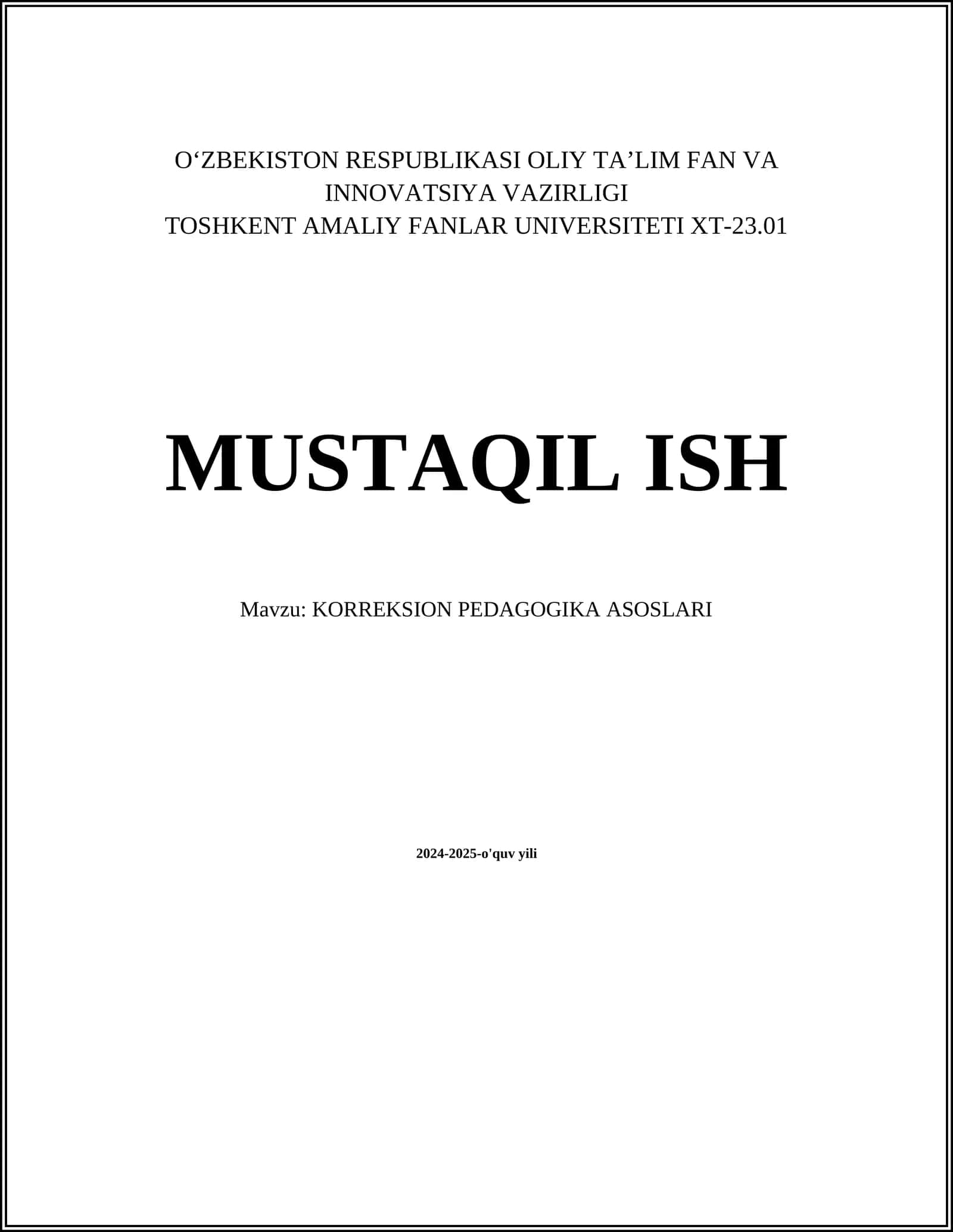 Korrektsion pedagogika asoslari