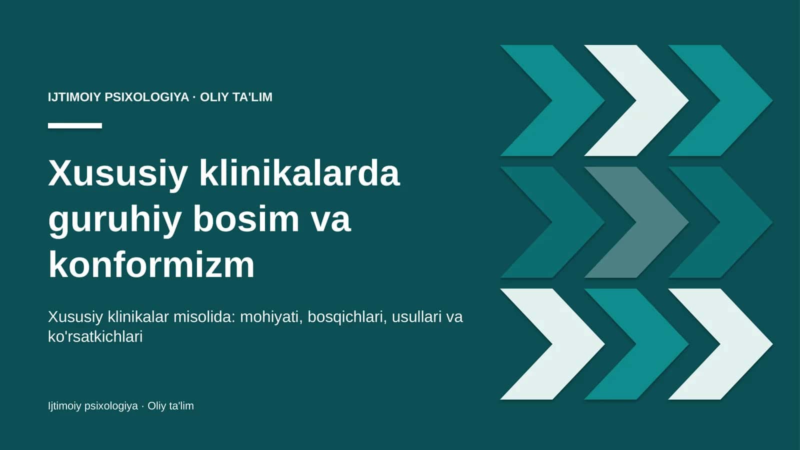 Xususiy klinikalarda guruhiy bosim va konformizm