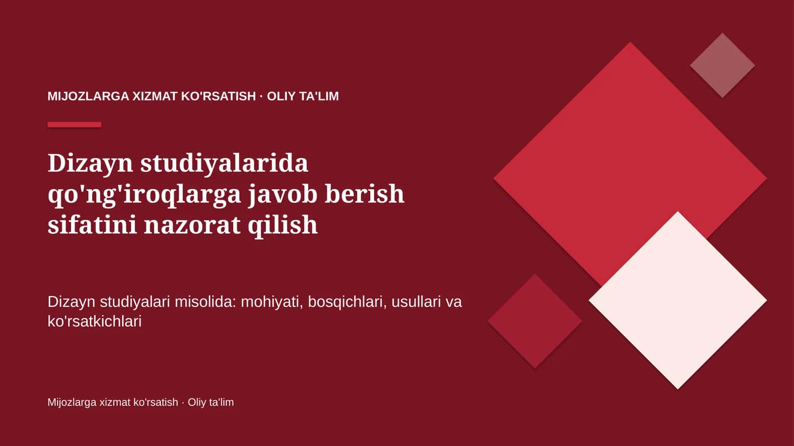 Dizayn studiyalarida qo'ng'iroqlarga javob berish sifatini nazorat qilish